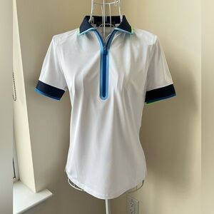 GFore short sleeve pique polo shirt collar golf tennis contrast tech quarter zip